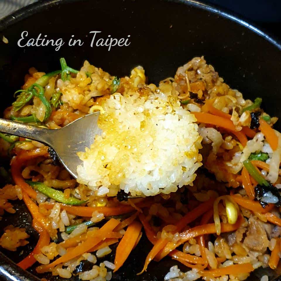 Leave the rice at the bottom for a while, to allow it to get all sticky and good