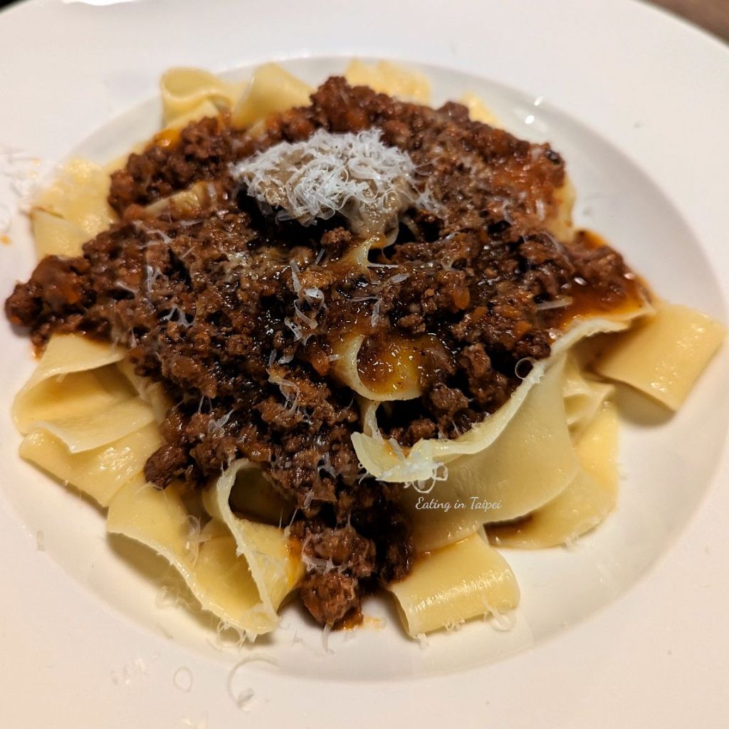 La pasta di nonna pappardelle bolognese with chicken liver paste
